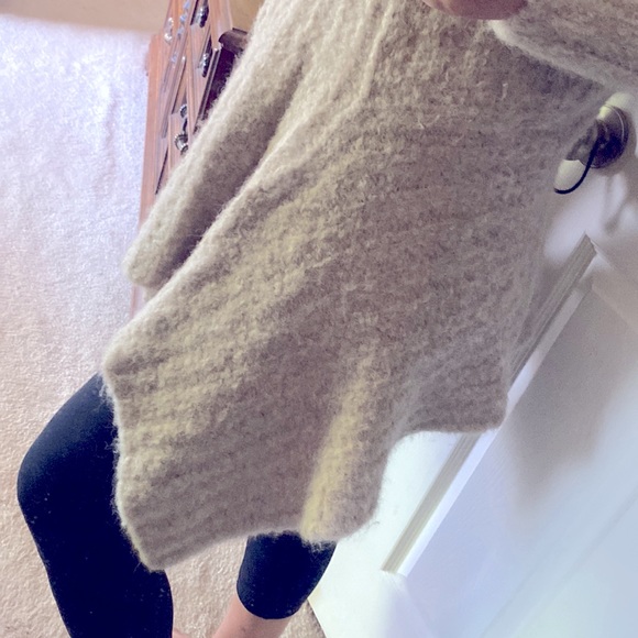 Classic Alpaca Clothing Tan-Beige Open Front Draped Cardigan Wool Lagenlook M - Picture 6 of 17